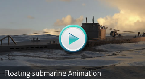 Animation Test. Floating submarine 3D by Bondiana 3D Models.